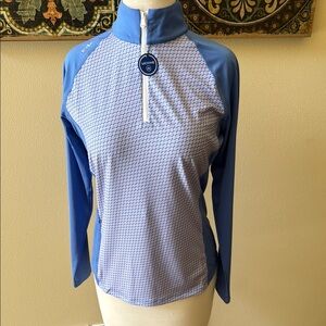 NWT Ralph Lauren RLX 1/4 zip performance blue geo print pullover.